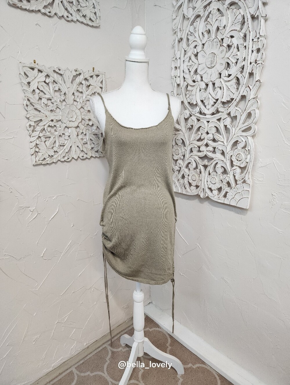 Adorable Sleeveless Summer Knit Slip Dress With Adjustable Drawstring Sides